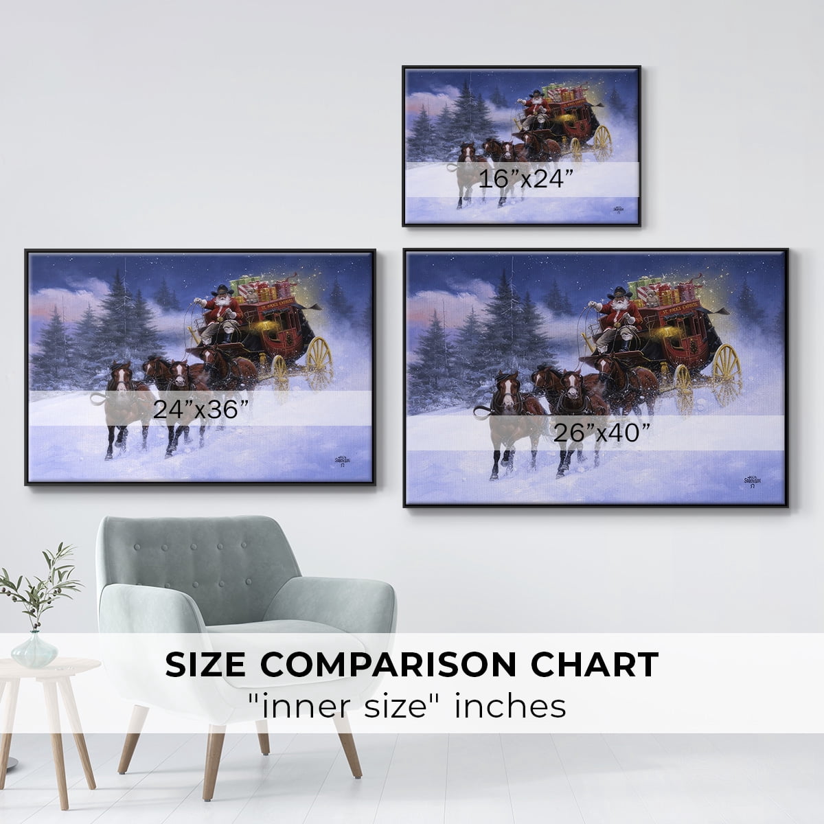 Nick's Express - Framed Gallery Wrapped Holiday Canvas - 17 x 25 - Black Frame