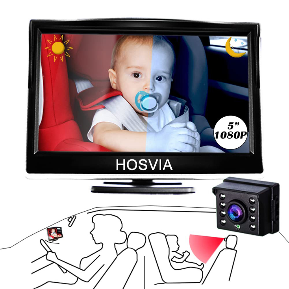 Baby Car Camera, 5 Inch Hd 1080P Special Low Light Level Night Vision