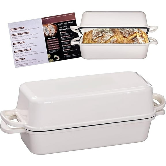 11x5 Inch Cast Iron Bread Loaf Pan With Lid, 5.8 Qt Large Loaf Pan for Sourdough Bread Baking, Heavy Duty Dutch Oven Bread Pan For a Crispy Crust