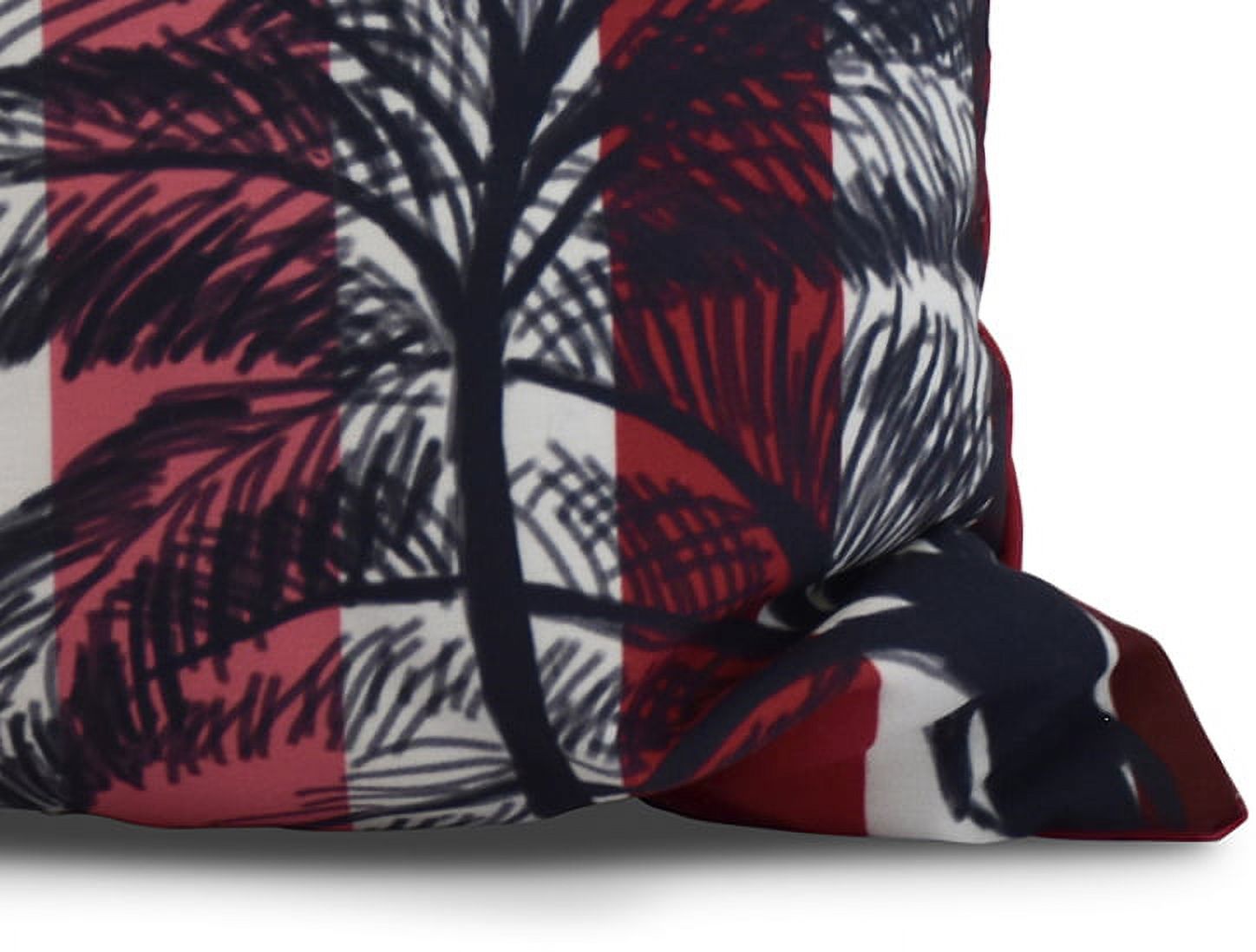 Simply Daisy, 16" x 16" Thin Stripe Palm, Stripe Print Outdoor Pillow, Red