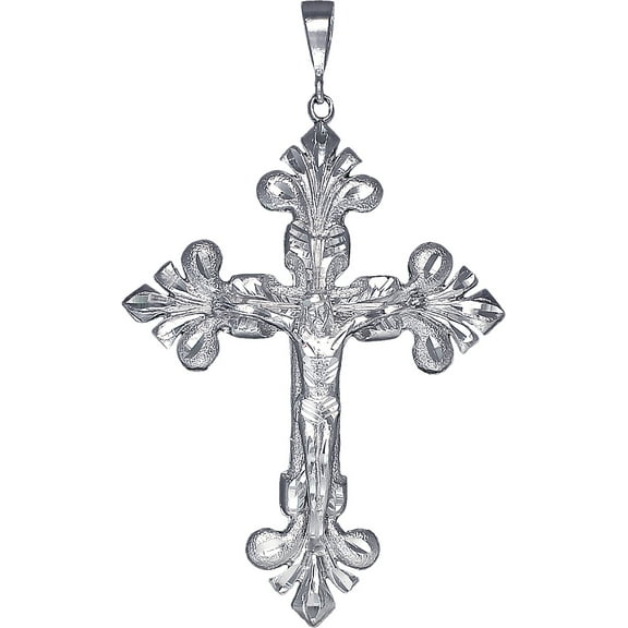 Huge Heavy Sterling Silver Cross with Jesus Pendant Necklace 5 Inches 50  Grams