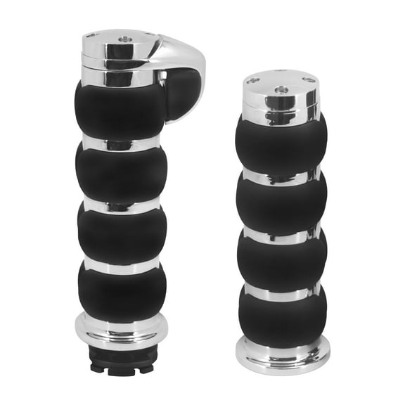 Chrome 1" Motorcycle Non-Slip Rubber Hand Grips For Kawasaki Harley Honda Yamaha