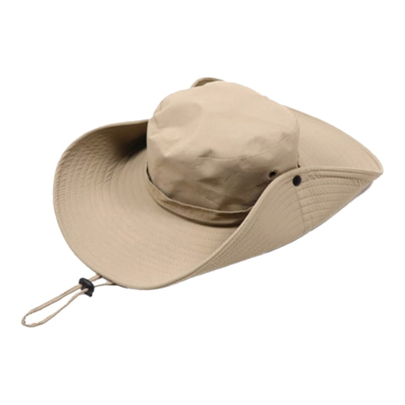 NICEXMAS Nicexmas Khaki Polyester Bucket Hat Wide Brim Sun Protection for Outdoor