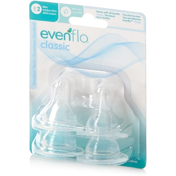 Evenflo CustomFlow Classic Silicone Nipples, Medium Flow (3-6 months), 4 ea (Pack of 2)