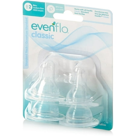 Evenflo CustomFlow Classic Silicone Nipples, Medium Flow (3-6 months), 4 ea (Pack of 3)
