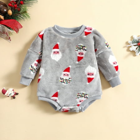 

Children s Kids Toddler Christmas Printed Long Sleeve Cute Christmas Romper Jumpsuit Gray 80