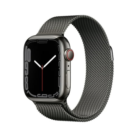 Apple Watch Series 7 (GPS + Cellular) 41mm Graphite Stainless Steel Case with Graphite Milanese Loop – Graphite