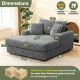 thumbnail image 3 of Oversized Chaise Lounge Chair, Beige Comfy Corduroy Chaise Sofa Recliner Bed Upholstered Sleeper Couch Bed with Throw Pillows and Armrests for Living Room, Movie Room, Bedroom, 3 of 12