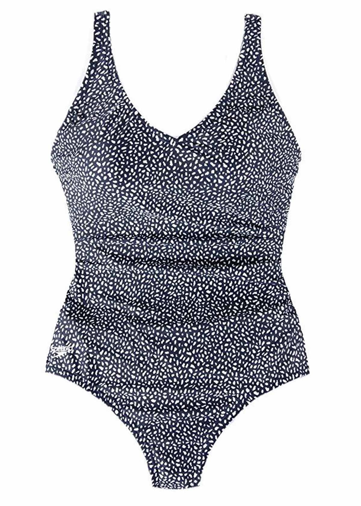 Speedo Women S Patterened One Piece Swimsuit Black White Speck 6 Walmart Com Walmart Com