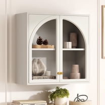 EYYTHUNG Bathroom Wall Cabinet, Medicine Cabinets with Arched Acrylic Door, Over Toilet Storage Cabinet with Adjustable Shelf, White