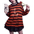 thumbnail image 2 of Sunloudy Women Knit Sweater Long Sleeve Crew Neck Striped Ripped Pullover Tops Spring Fall Streetwear, 2 of 5