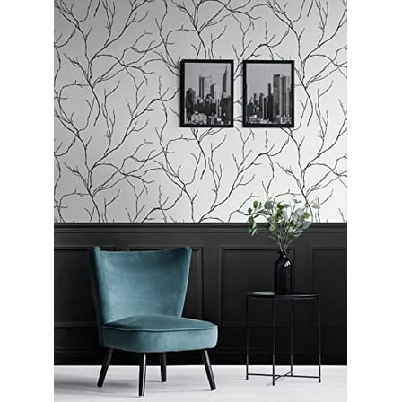 NextWall Delicate Branches Peel and Stick Wallpaper (Ebony)