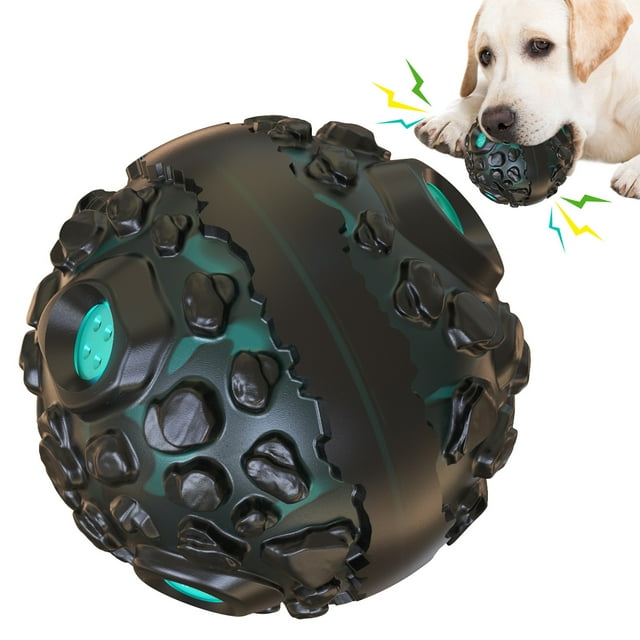 Amdohai Squeaky Dog Toy Ball for Chewing Tooth Cleaning Durable Big Dogs Chew Ball Pet