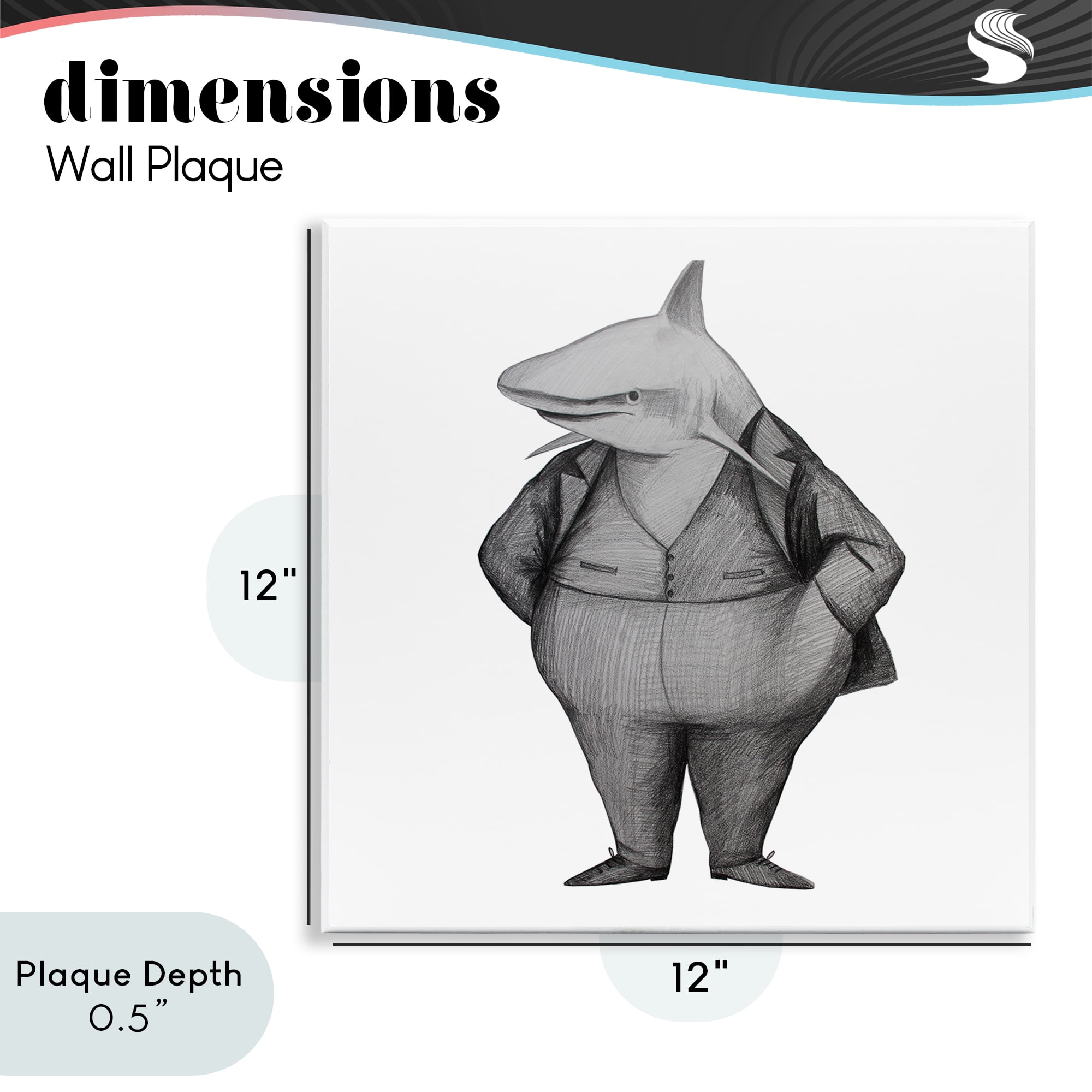 Stupell Industries Shark In Suit Drawing Wall Plaque Art, design by Violeta Vollmer