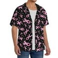 thumbnail image 4 of Easygdp Breast Cancer Awareness (2) Men's Casual Short-sleeved Shirt with Pocket and Button Suitable for Beach Vacation Leisure - 4X-Large, 4 of 7