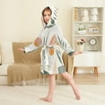 thumbnail image 4 of FORMRS Niños Bathrobe Unisex Hooded Robe Soft Plush Pajamas Sleepwear, Size 2-3T, Art Plant, 4 of 7