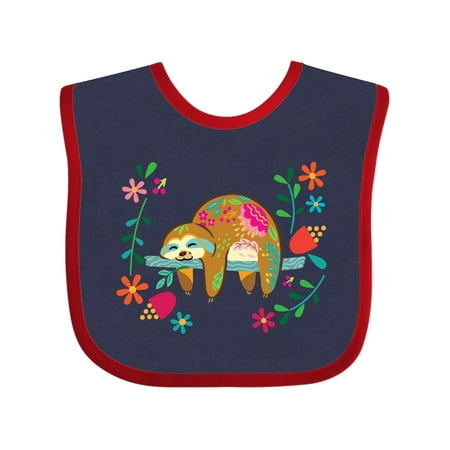 

Inktastic Sloth Cute Girls Flowered Gift Baby Girl Bib
