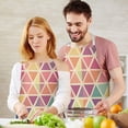 thumbnail image 3 of Multi Color Triangle Checkered Pattern Apron-Garden Aprons for Women with Pockets-Cotton Linen Waterproof Kitchen Cooking Gardening Aprons Adjustable for Kitchen,Cooking,BBQ and Salon 33x27 Inch, 3 of 7