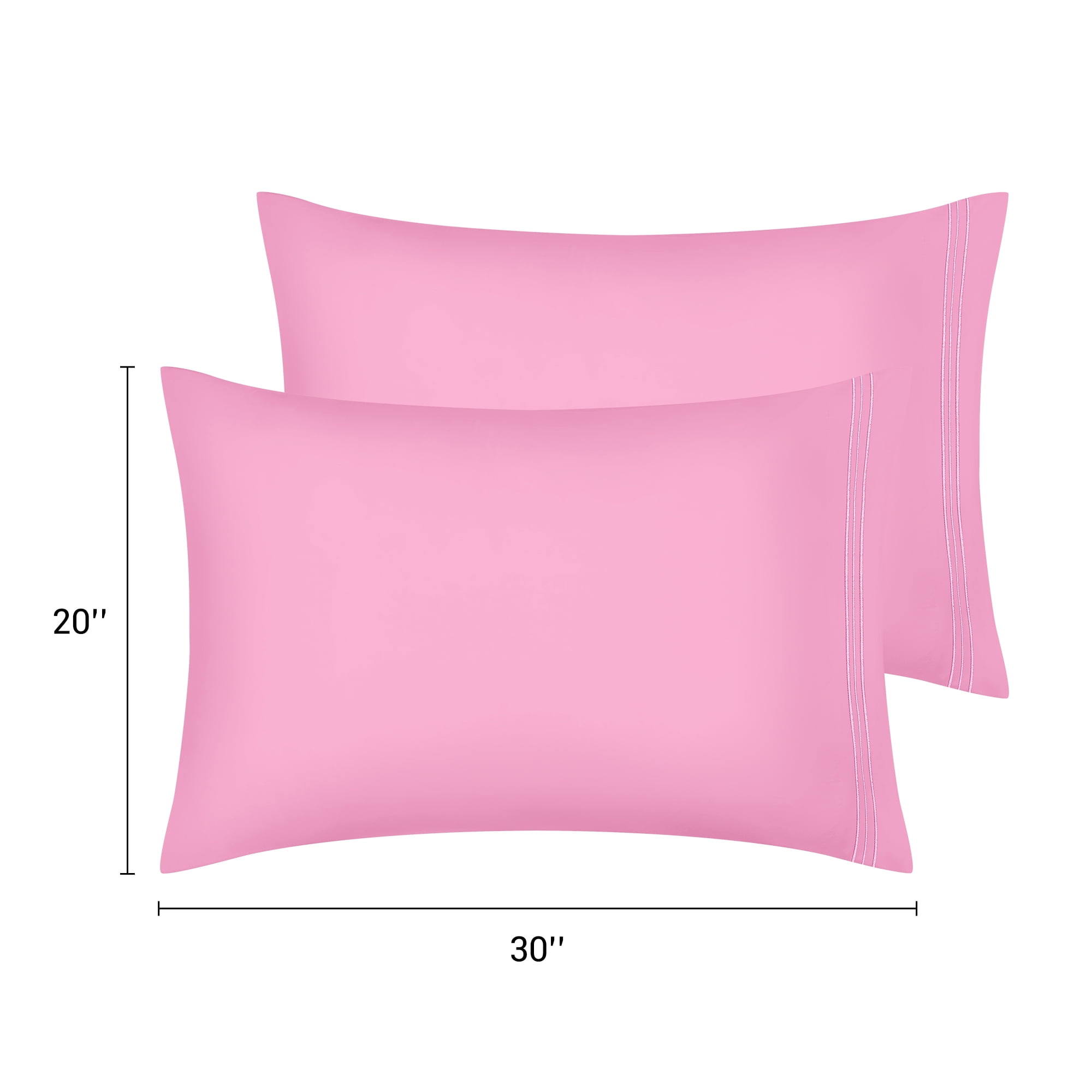 Unique Bargains 2 Pack Polyester Pillow Cases Pillow Covers Queen Lightpink