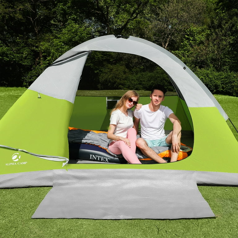 Alpha Camper 2-Person Camping Dome Tent Portable Tent with Carry Bag, Green  