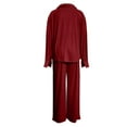thumbnail image 5 of pstuiky Women Pajama Sets Oversized Solid Color Comfortable Pajama Sets with Pants Casual Loose Fit Collared Long Sleeve Sleepwear Night Shirts for Women Sleepwear Red 2XL, 5 of 7