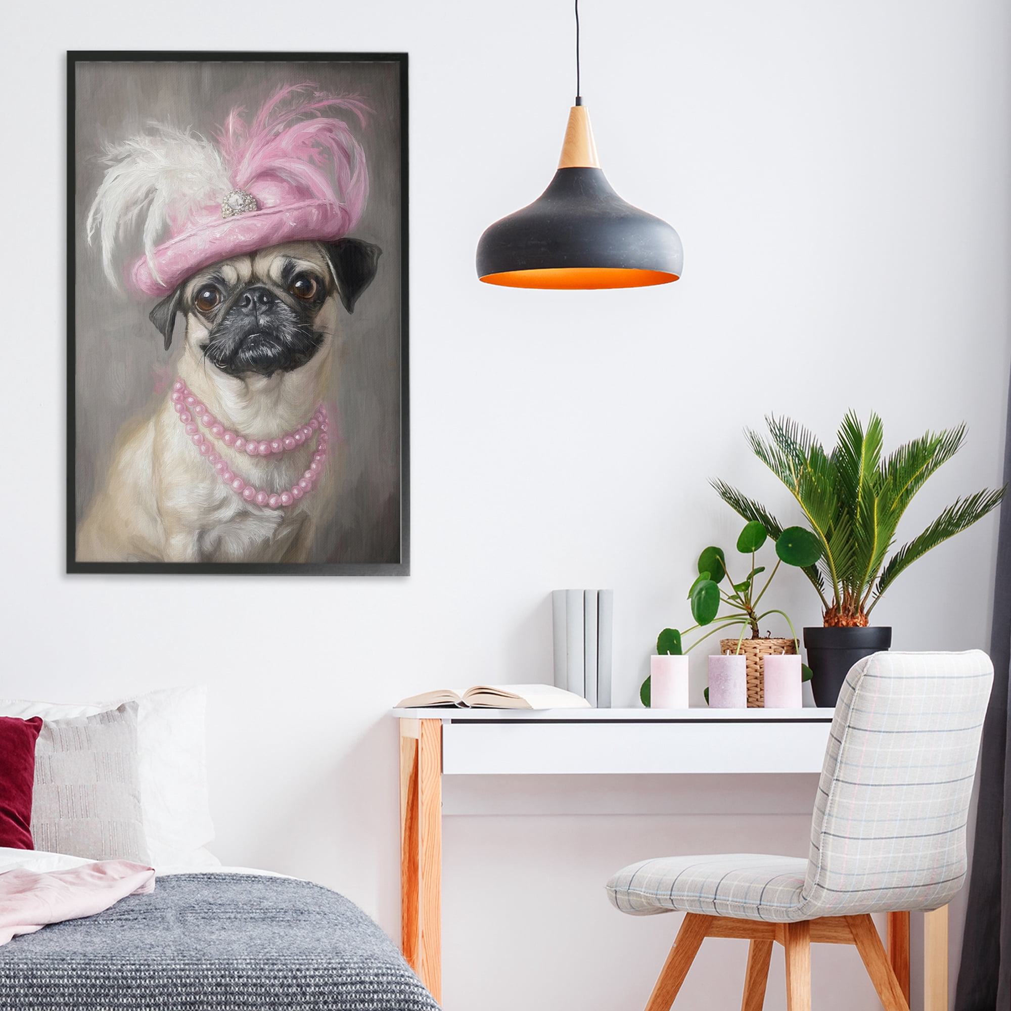 Stupell Industries Lady Pug Portrait Black Framed Giclee Art, design by Tina LeCour