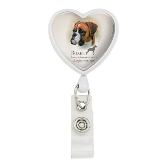 Boxer Dog Breed Heart Lanyard Retractable Reel Badge ID Card Holder