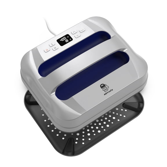 ARTeefy HP3 12" x 10" Portable Heat Press Machine for T-Shirts, Sublimation and HTV Vinyl, Silver Navy