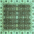 thumbnail image 1 of Ahgly Company Machine Washable Indoor Square Abstract Turquoise Blue Modern Area Rugs, 4' Square, 1 of 4