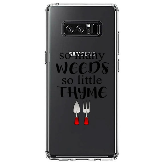 DistinctInk Clear Shockproof Hybrid Case for Samsung Galaxy Note 8 - TPU Bumper Acrylic Back Tempered Glass Screen Protector - So Many Weeds So Little Thyme - Gardening