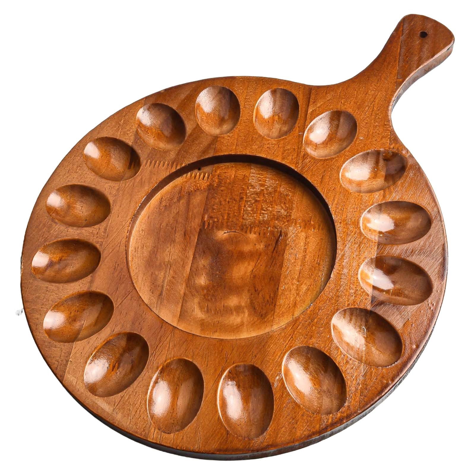 Stylish Acacia Wood Deviled Egg Tray Countertop Or Refrigerator Storage