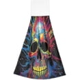 thumbnail image 2 of Coolnut Skull Hand Towels Set of 2 Soft Absorbent Kitchen Hanging Towels Dish Cloths Bathroom Hand Towels with Loop & Hook for Kitchen Bathroom Wash cloth, 2 of 7