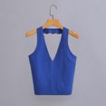 thumbnail image 2 of Gibobby Tops de cuello halter decorados con nuevo de verano para mujer(Azul,CH), 2 of 5