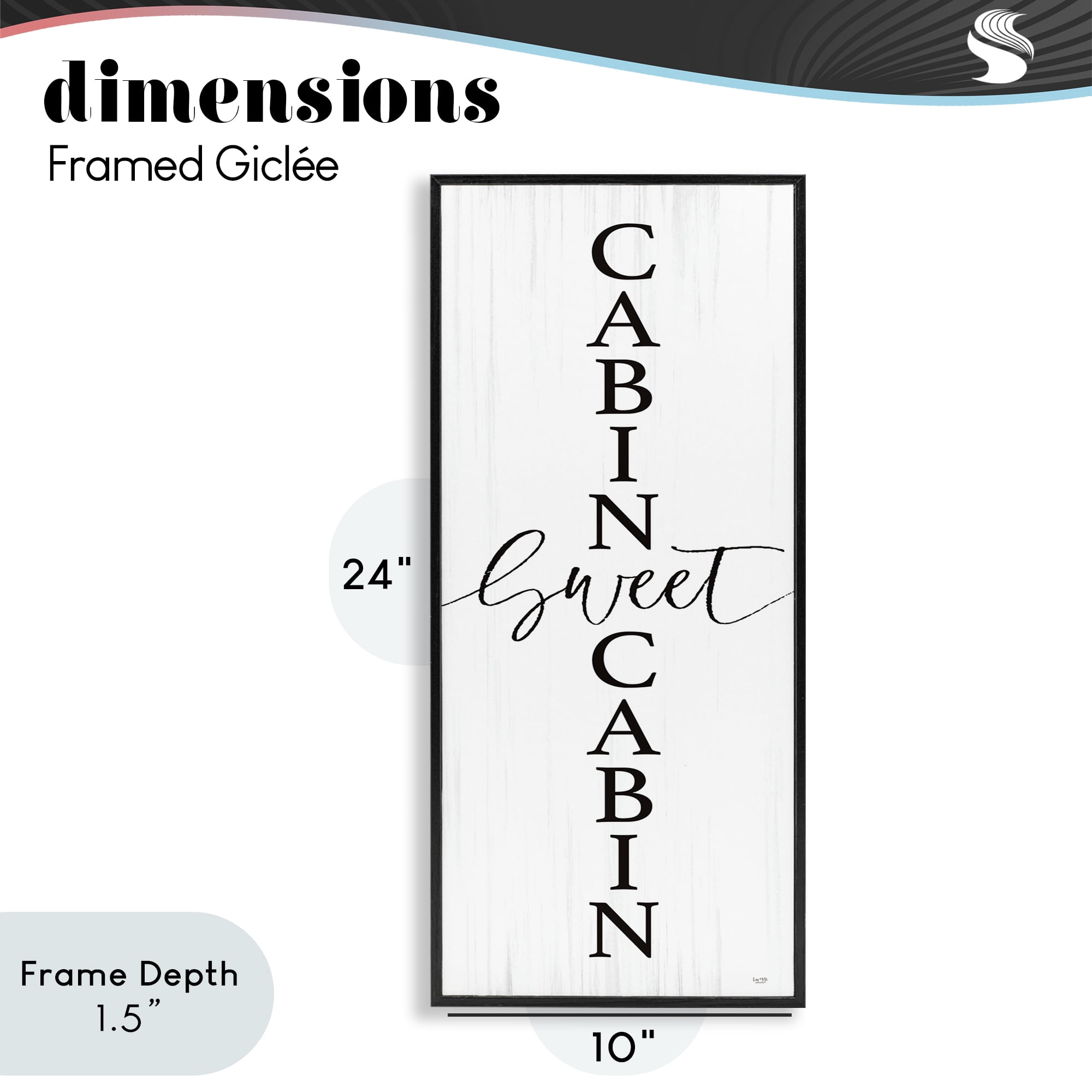 Stupell Industries Sweet Cabin Vertical Words Black Framed Giclee Art, design by Lux + Me Designs