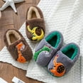 thumbnail image 7 of Hessimy Boys Girls Cozy House Slippers Warm Plush Winter Cotton Slipper Kids Cute Dinosaur Indoor Shoes Non-Slip Toddler Slippers Kids Slippers Cow Slippers House Slippers (Grey,11), 7 of 7