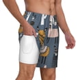 thumbnail image 2 of Kdxio Llama And Cactus Print Men'S Swim Trunks With Compression Liner 7 Inch Inseam Quick Dry Swim Shorts, 2 of 7