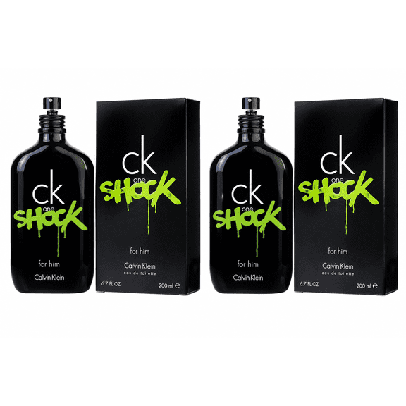 Calvin Klein CK One Shock for Men Eau De Toilette (EDT) Spray 6.7 oz Each, 2-Pack