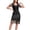 Black, variant on Womens Vintage Inspired Fringe Dress with Sheer Short Sleeves and Beaded Geometric Detail, Flapper Style Party Dress for Dance and Costume Events