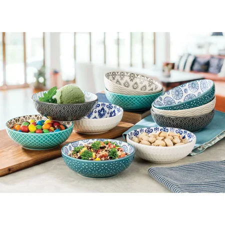 Signature Housewares Stoneware 14.5 Oz Bowls, 10-Piece Set_____