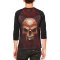 thumbnail image 2 of Halloween Horned Demon Skull From Hell Mens Raglan T Shirt, 2 of 2