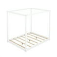 thumbnail image 4 of Euroco Wood Queen Size Canopy Platform Bed with Support Frame for Bedroom, White, 4 of 9