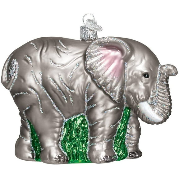 Old World Christmas 3.50In Large Elephant, Glass, Ornament Raised Trunk Sacred 12159