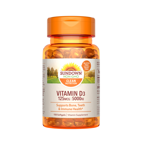 Sundown Naturals® Vitamin D3 125 mcg (5000 IU), 150 Softgels Walmart