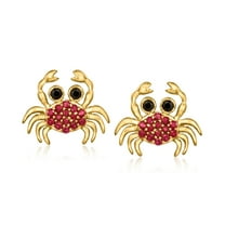 Ross-Simons 0.30 ct. t.w. Ruby and .10 ct. t.w. Black Spinel Crab Earrings in 18kt Gold Over Sterling, Women's, Adult