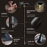ispuoocti Wooden Cane, Hand Carved High-end Walking Cane for Men and Women, Lightweight Design Support Up to 500lbs Dragon Canes for Seniors, Suitable for Discerning Personal and Gift Use