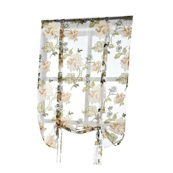 Panel de cortina de ventana de gasa de tul floral, cortinas, colores y 2 Amarillo 100x160cm