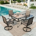 thumbnail image 2 of SUMMIT LIVING 37" Square Metal Outdoor Patio Dining Table, Wood-Look Table Top with Umbrella Hole for 4 People, 2 of 9