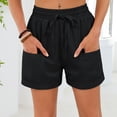 thumbnail image 5 of Yindaity Running Shorts for Women Shorts for Women Summer Casual Ruffle Belted Waist Lightweight Adjustable Drawstring Loose with Pockets(Black,L), 5 of 9