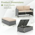 thumbnail image 3 of Gymax 2 PCS Patio Loveseat w/ 31 Gal Multifunctional Storage Ottoman & Soft Cushions, 3 of 10