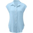 thumbnail image 3 of Xuboway shirts for women trendy Button Down Cotton Linen Shirt Blouse Loose Fit Casual V-Neck Tops Comfy Solid Color Tunic Tops, 3 of 3